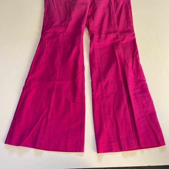 NWT Ann Taylor LOFT Pant Trouser Pink Boot Cut Flare Linen Pleat Barbiecore 10 - Picture 3 of 10